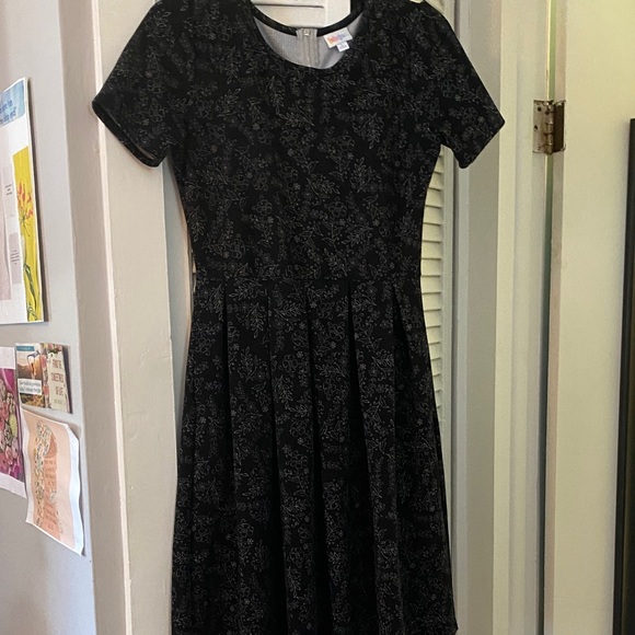 LuLaRoe Black and Gray Floral Midi Dress - Picture 2 of 4